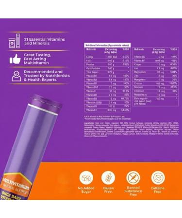 Daily Multivitamins (20-Day Pack Tasty Orange Flavor) 21 Fast-Acting Vitamins & Minerals with VIT C D and Iron for Immunity Energy & Heart Health | Suitable for Both Men & Women - Buy Online on GoSupps.com