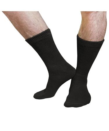 Garment Group Mens Diabetic Socks - 3 Pack Soft Crew Length Footwear - Black Regular Black