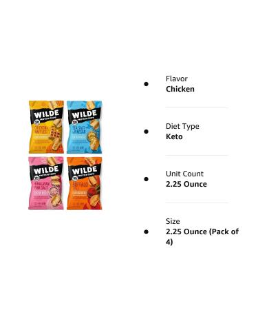 Wilde Chips Variety 4 Pack - High Protein Keto Chips with Real Chicken - 2.25oz (4 Pack) - Sanisco Packaging - Buy Online on GoSupps.com