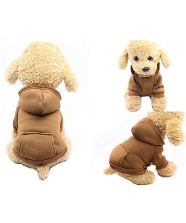 Jecikelon Winter Dog Hoodie Sweatshirt with Pockets - XX-Small Coffee | Warm Clothes for Small Dogs Chihuahua Coat Puppy Cat Costume - Buy Online on GoSupps.com