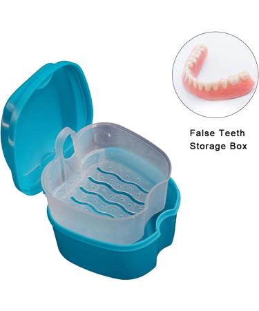 Gusengo Denture Container - Dark Blue Plastic Braces Storage Box with Sieve for Prosthesis Teeth Cleaning | International Shipping - Buy Online on GoSupps.com