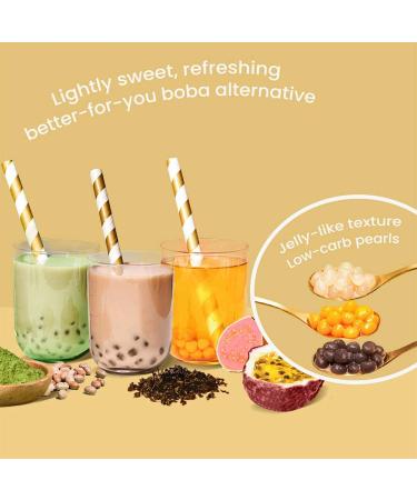 BUBLUV Bubble Tea Variety Pack - Low-Carb Tapioca Jelly Pearls - Low Cal & Low Sugar Drinks - 9.5 fl oz Glass Bottles (Pack of 6) - Buy Online on GoSupps.com