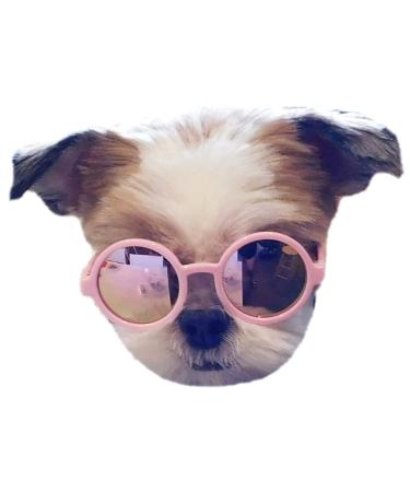 G016 Dog Pet Round Sunglasses Goggles for Small Dogs up to 15lbs (Pink-Pink Mirror)