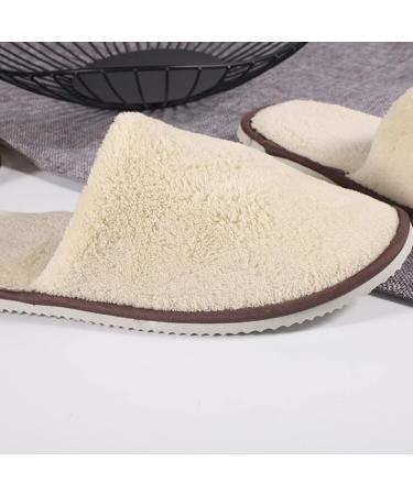 Tianmao 5 Pairs of Hotel Slippers - Thick Coral Fleece Closed Toe Spa & Travel Slippers for Guests | Universal Size 28.5x11cm | Brown & Beige Options - Buy Online on GoSupps.com