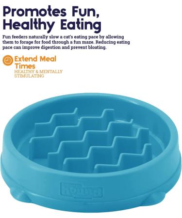 Petstages Kitty Slow Feeder Cat Bowl in Blue - Reduce Eating Speed and Promote Healthy Digestion - Buy Online on GoSupps.com