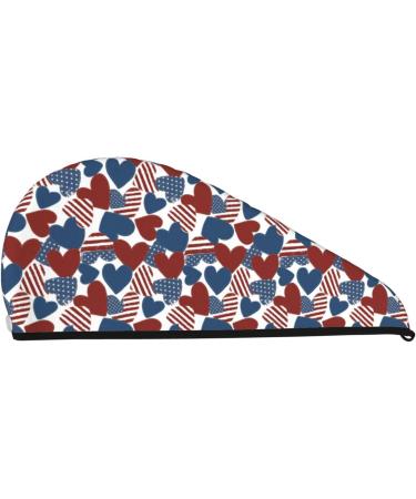 American Flag Heart Microfiber Hair Towel | Soft Super Absorbent Hair Wrap for Women | Quick Dry Coral Velvet for Long Curly Thick Hair - Buy Online on GoSupps.com