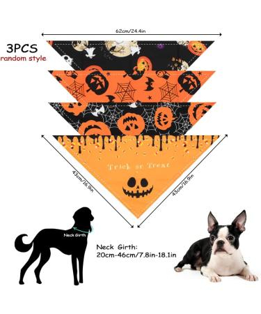 Halloween Dog Bandana Pumpkin Dog Triangle Scarfs 3 Pack Bandanas for Medium and Large Pet(Random Pattern) - Buy Online on GoSupps.com