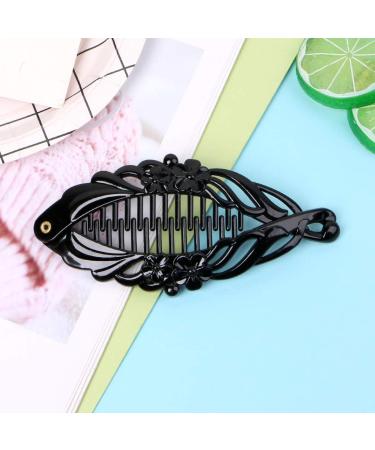 IOOOFU Simple Dark Banana Clip Fish Shape Flower Pattern Ponytail Holder DIY Hair Clip - Buy Online on GoSupps.com