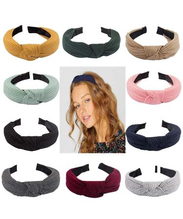 Hair ripe women 10 pieces of multicolored hair tires Eelastic wide hair band fabric turban knot knotted frontal ligaments for women girls