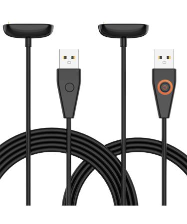 2-Pack Charger Cable for Fitbit Charge 5 / Luxe, Upgraded Strong Magnetic Charging Cable with Reset Button Replacement for Fitbit Luxe & Fitbit Charge 5, Black Charging Cord Accessory(3.3 ft/1.6 ft)