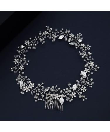 Leaf Bridal Headpiece with Pearls and Combs - Wedding Hair Accessories - Buy Online on GoSupps.com