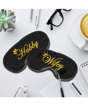 Hubby Wifey Sleeping Masks Set- Wedding Reception Blindfold Games - Bride and Groom Eye Masks for Couples - Wedding Night Sleep Mask - Buy Online on GoSupps.com