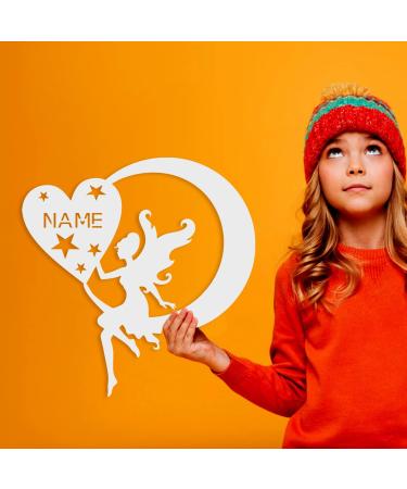 Personalized LED Moon Night Light - Elfe Fee Heart Star Decorative Leave Light for Children's Room | 13 Colors Available - Buy Online on GoSupps.com