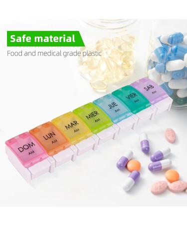 Spanish Pill Organizer - 7 Weekly Compartments for AM/PM Meds | Medication Organizer & Vitamin Planner in Spanish - Buy Online on GoSupps.com