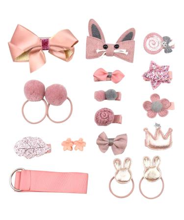 Fodlon 18PCS Girls Hair Clips Set - Soft Pink Festive Hair Accessories Loop Hair Ties & Scrunchies - Buy Online on GoSupps.com