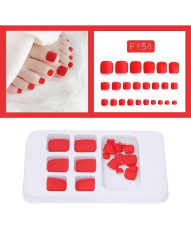 Brrnoo 24-Piece Monochrome False Toenails - Press-On Short Quadratic Fake Toenails for Women & Girls - Red | International Shipping Available - Buy Online on GoSupps.com