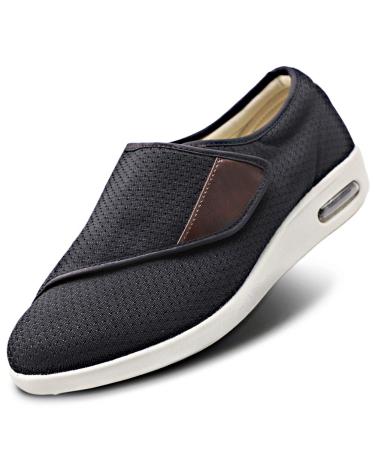 Womens Stylish Diabetic Shoes Extra Wide Widths Walking Edema Sneakers Adjustable Strap Easy On/Off with 3 Pairs Insoles Replacement for Support Swollen Feet Black 7 Black