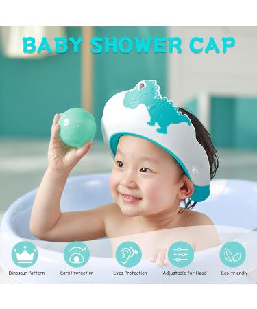 Baby Shower Cap KAMHBE Shower Caps for Kids Shield Adjustable Dinosaur Hair Washing Shampoo Shield Baby Visor for Eyes Ears and Face (dinosaur-blue) - Buy Online on GoSupps.com