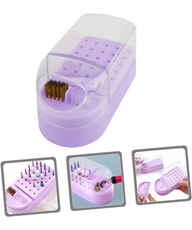 minkissy Box Drills Cleaning Brush Nail Art Salon Goods Manicure Polishing Heads Organizer Nail Drill Holder Drill Bit Holder Nail Drill Bits Container Purple Tool Holder Ceramics Plastic - Buy Online on GoSupps.com