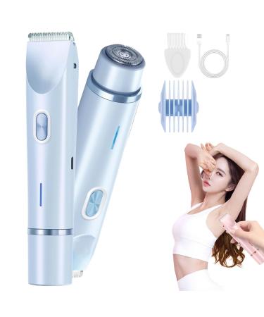 Rasoirs tondeuse bikini double t te femme 2 en 1 lectrique humide et sec(Blue)