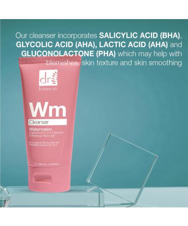 Buy Dr Botanicals Watermelon Cleanser & Makeup Remover 100ml - Blemish Targeting Formula with Watermelon Seed Oil & AHA/BHA Actives - Buy Online on GoSupps.com
