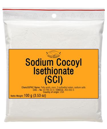 Sodium COCOYL ISETHIONATE (SCI) Powder - 100g | 3.53oz - Anionic, Foaming Surfactant - DIY Solid Shampoo Bars, Bath Bombs, Foamy and Bubbly Products