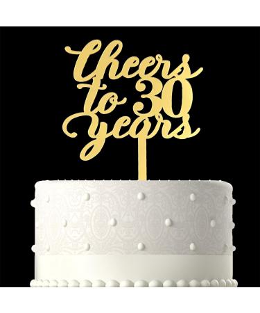 NSHYXXSPY Cheers to 30 Years Cake Topper - 30th Birthday/Anniversary Party Cake Topper Decorations Mirror Gold Acrylic