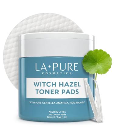 La Pure Korean Toner Pads Large 100 Ct with Witch Hazel Centella Asiatica & Niacinamide Alcohol-Free Gentle Exfoliating Pore & Dark Spot Care 100 Count (Pack of 1)