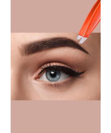 Professional Stainless Steel Eyebrow Tweezers for Facial Hair Removal - Orange - Buy Online on GoSupps.com