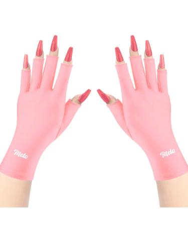 Meto UV Nail Gloves  Professional UPF50+ UV Light Gloves for Gel Nails  Skin Care UV Protection Gloves  Fingerless UV Gloves for Nails for Protecting Hands from UV Light (Pink)