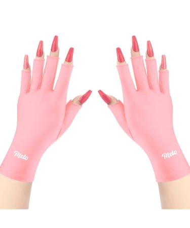 Meto UV Nail Gloves  Professional UPF50+ UV Light Gloves for Gel Nails  Skin Care UV Protection Gloves  Fingerless UV Gloves for Nails for Protecting Hands from UV Light (Pink)