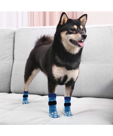 Expawlora Adjustable Dog Socks - Soft Breathable Paw Protection for All Dogs - Non-Slip Traction for Wooden Floors - Blue L Large (4 Count) - Buy Online on GoSupps.com