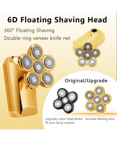 Head Shavers for Bald Men - 6 in 1 Rechargeable 4D Electric Shaver & Trimmer - Golden Razor Clip with Box - Buy Online on GoSupps.com