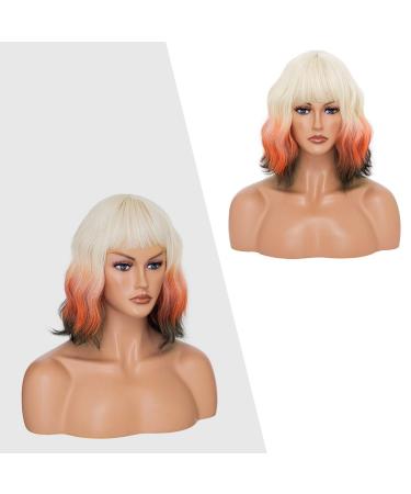 Parxitn Short Bob Wig with Pony - Natural Foxtail Synthetic Hair Colorful Wavy Curly Wigs for Daily Wear Parties & Halloween Cosplay - Buy Online on GoSupps.com