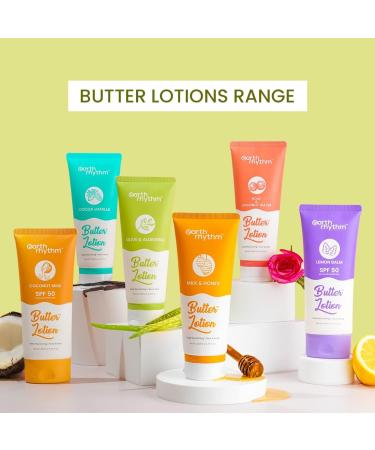 Earth Rhythm Olive & Aloevera Butter Body Lotion | Deeply Nourishes Soothes Skin & Intensely Hydrates | for All Skin Type | Men & Women 200 ml - Buy Online on GoSupps.com