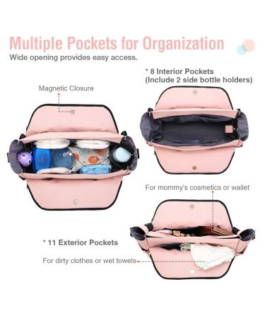 Lekebaby Large Pink Quilted Baby Diaper Bag Messenger with Changing Mat - Perfect for Travel - Buy Online on GoSupps.com