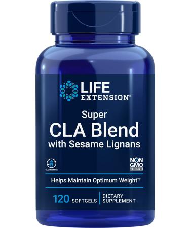 Life Extension Super CLA Blend with Sesame Lignans conjugated linoleic acid sesame seed extract weight management body composition gluten free non-GMO 120 softgels Standard Packaging