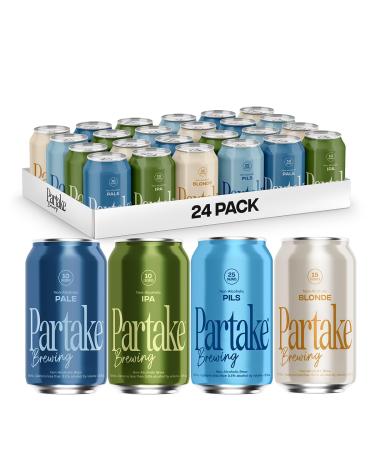 Partake Brewing non-alcoholic beer - Variety Pack - 24-Pack of 12oz Cans. Low-Calorie Low-Carb No Sugar Award-Winning Taste All-Natural Ingredients-Great Tasting Beer Without the Empty Calories