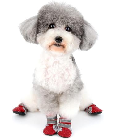 Zunea Dog Boots - Summer Paw Protection Non-Slip Adjustable Reflective Breathable Mesh Heat-Resistant for Hot Asphalt - Size M (4-Pack) - Red - Buy Online on GoSupps.com