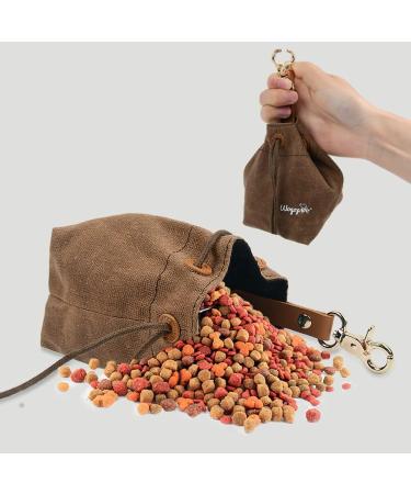 Shop TMBMLPP Dog Treat Feed Bag - Brown | Clip Buckle & Shrink Pockets for Puppy Training & Travel | Perfect for Toys & Delicacies - International Shipping Available - Buy Online on GoSupps.com
