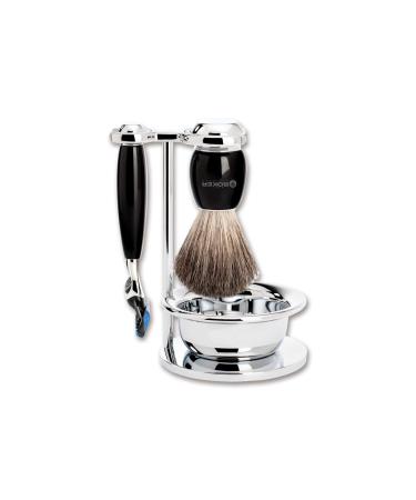 B ker Manufaktur Solingen Shaving Set Precious Resin Black 1 piece