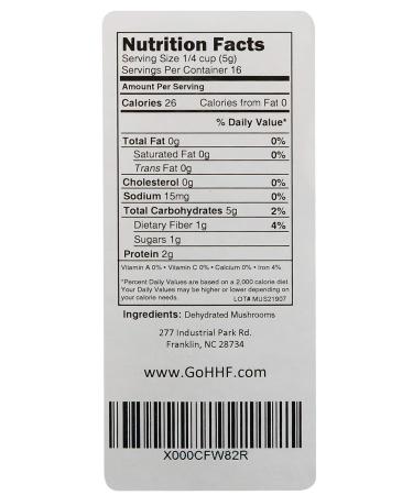 Harmony House Dried White Button Mushrooms - 3 oz Quart Jar for Cooking, Camping & Emergencies - Buy Online on GoSupps.com