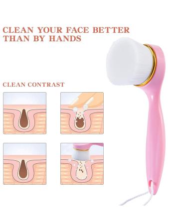 Beomeen 2 Pack Soft Bristle Facial Cleansing Brush - Deep Pore Exfoliation and Skincare Massage - Pink+Off White - Buy Online on GoSupps.com