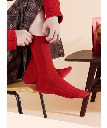 Chinese New Year Red Cotton Knitted Women's Sports Socks - 5 Pairs (Size 34-39) - Buy Online on GoSupps.com
