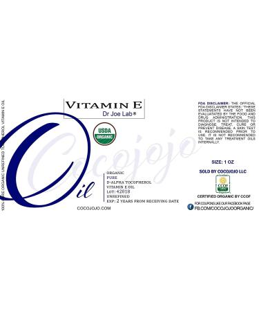 USDA Certified Organic Vitamin E Oil 43000 IU 1 oz - Natural Moisturizer for Skin, Face, Hair, Nails, Body, Eyelashes - Antioxidant Care for Hydration and Rejuvenation - Buy Online on GoSupps.com