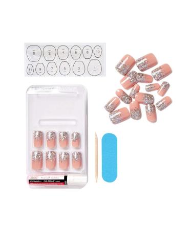 KISS Gel Fantasy Ready-to-Wear Press-On Nails Kit - Warning Sign Style | Medium Length | Pink Gel Glue | 24 Adhesive Tabs | Manicure Stick & Mini File Included - Buy Online on GoSupps.com