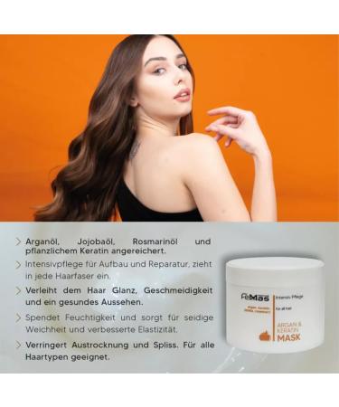  Femmas FemMas Argan Keratin Shampoo + Argan Keratin Hair Mask 300ml Each - Regenerates and Nourishes Hair - Anti-Split Ends - All Hair Types - Buy Online on GoSupps.com