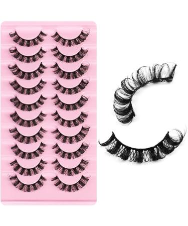 Eyelashes Russian Strip Lashes Natural Fluffy Wispy D Curly Effect Hybrid Strip Lashes Look Like Extensions 10 Pairs (D-02) - Buy Online on GoSupps.com