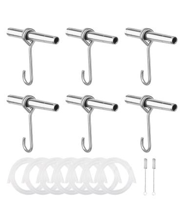 Maple Syrup Tapping Kit Stainless Steel Maple Tree Taps Spiles for Making Maple Syrup Includes 6 Spiles 6 Hooks 6 3ft Food Grade Tubing & 2 Spile Cleaning Brushes Suit C