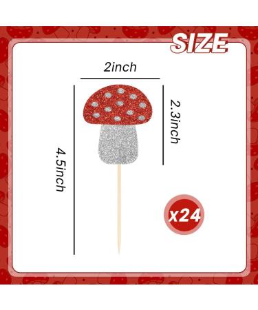 HOKPA Mushroom Cupcake Toppers 24Pcs Cute Mushroom Cupcake Picks for Baby Shower Wedding Forest Plant Mushroom Theme Party Decoration - Buy Online on GoSupps.com